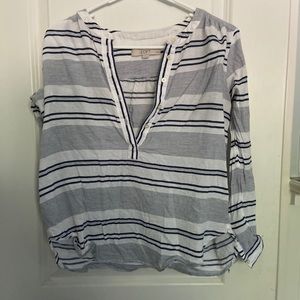 Loft XSP navy striped linen henley